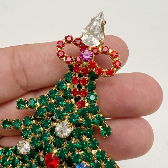 Vintage RARE Kirks Folly Rhinestone Crystal Christmas Tree Brooch - Picture 4 of 9